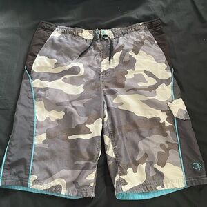 OP Men's Camo Board Shorts - Gray and White